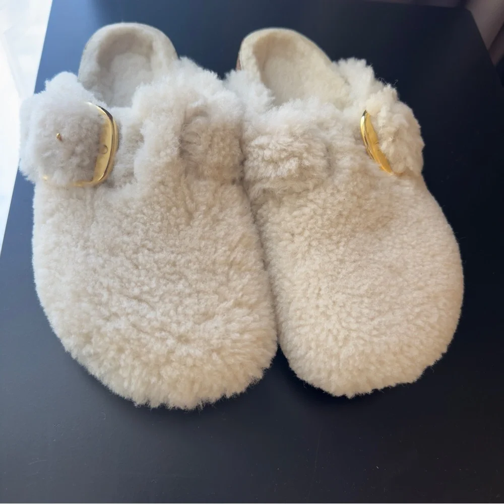 NEW Women’s Birkenstock Cream Boston Teddy Clogs faux Shearling Sz EU39/US8-8.5 - Picture 7 of 8